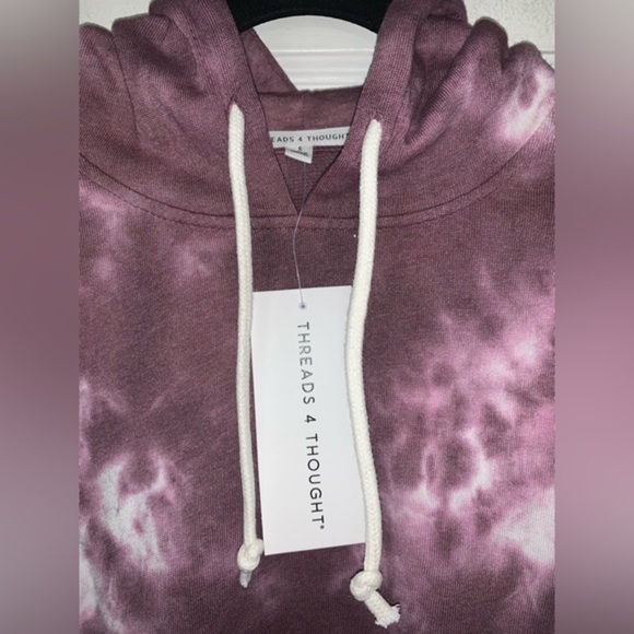 NWT‎ Threads 4 Thought purple and white tie die hoodie size small - Picture 3 of 9